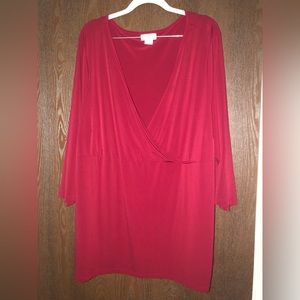 Avenue deep red/burgundy faux-wrap top size 26/28